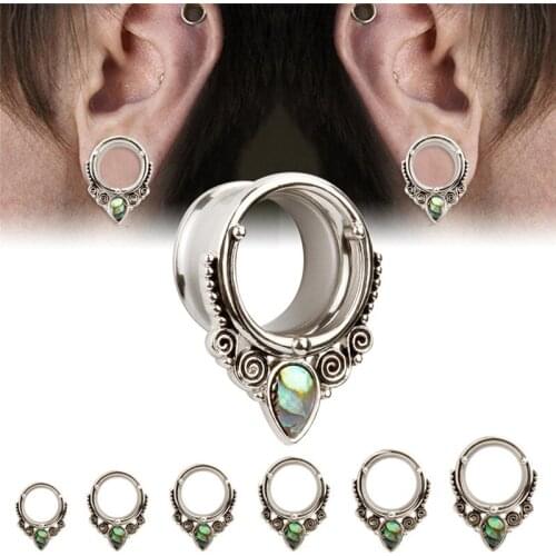 Earrings Ear Gauges Expander Plugs Tunnels With Shell Logo Design Piercing 8mm/10mm/12mm/14mm/16mm/19mm/22mm/25mm Body Jewelry