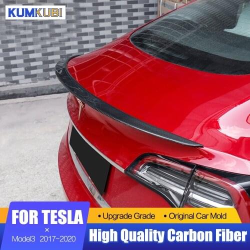 For Tesla Model 3 Carbon Fiber 2017 2018 2019 2020 Rear Trunk Lip Carbon Fiber ABS Wing Spoiler Car Styling Rear Trunk Spoiler