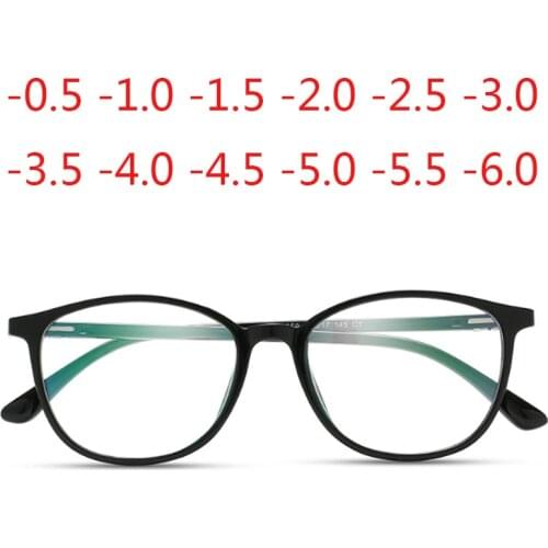 Ultralight TR90 Frame Prescription Eyeglasses Men Women Unisex Vintage Oval Myopic Optical Eye glasses -0.5 -1.0 -2.0 To -5.0