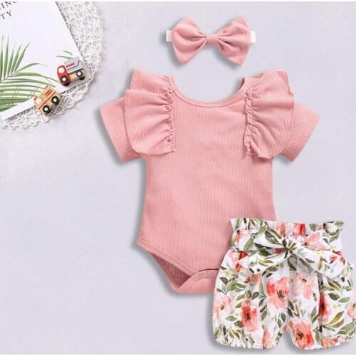 2020 TALLOLY new female baby one-piece pit striped top flower print shorts summer suit baby clothes