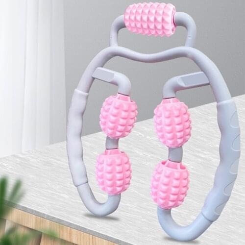 U Shape Trigger Point Massage Roller for Arm Leg Neck Muscle Tissue for Fitness Gym Yoga Pilates Sports 5 Wheel Face Lift Tool