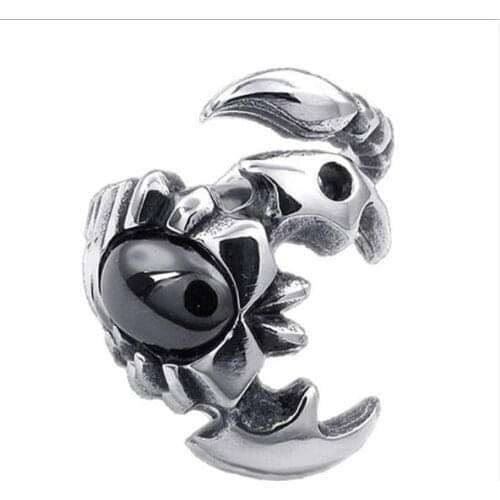 Domineering Scorpion Black Gem Mens Ring Vintage Personality Mens Single Ring Scorpio Jewelry