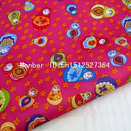 PVC coated waterproof fabric -doll and star (deep pink) (WF082)