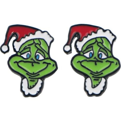 ZF2506 1pair Green Furry Christmas Cosplay Cartoon Shape Ear Stud Earrings For Women Girls Cute Earrings Accessories Jewelry