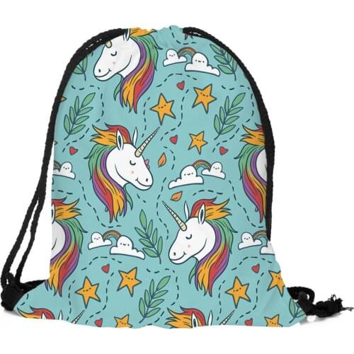 ZHBSLWT 3D Printed Unicorn Drawstring Bags New Fashion Women Backpack Female Cute for School Backpack-37
