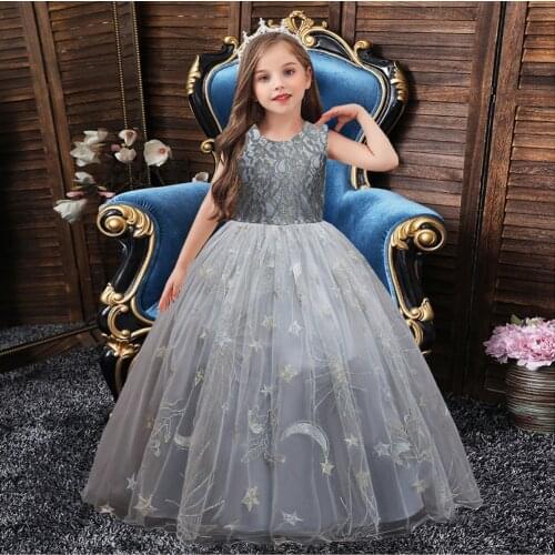 BH-2042#Ball Gown O-Neck Flower Girl Dresses Long Childrens Dress Bow Green Blue Wine Red Ping Gary Wholesale Free Shipping