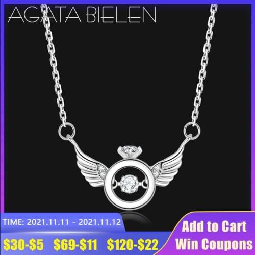 High quality 925 Sterling Silver Angel Wings Clear CZ Necklaces Fashion Jewelry For Women Romantic pendant Chain Accessories