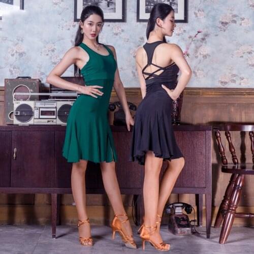Latin Dance Dress Female Adult New Beautiful Back Straps Practice Swing Skirt Dress Sexy Latin Dance Competition Dress DN9589