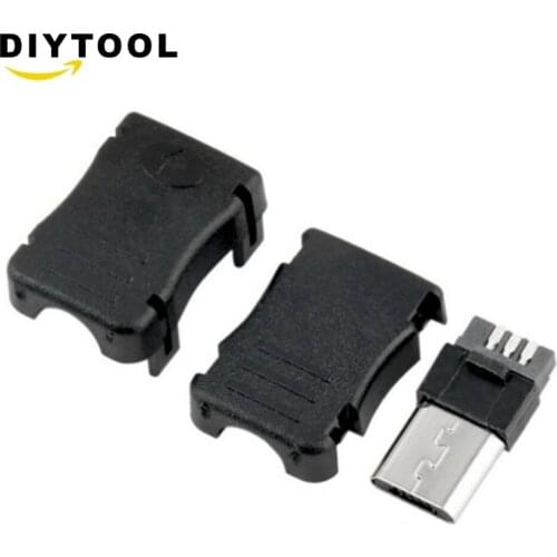 10PCS DIY Micro USB 5 Pin T Port Male Plug Socket Connector&Plastic Cover