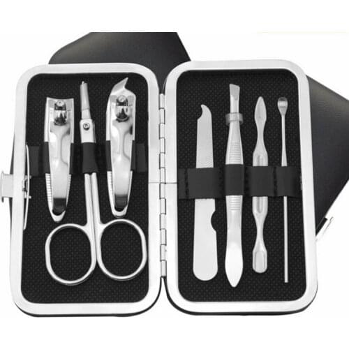 100set 7Pcs/Set Portable Stainless Steel Nail Art Manicure Care Tool Mini Finger Toe Cutter Clipper File Scissor Tweezer new