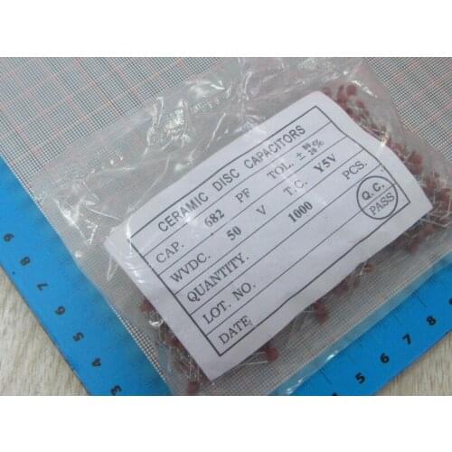 1000pcs/lot High Quality 6.8NF 682 50V Ceramic dielectric Capacitor 6.8NF 682 50V dip ceramic capacitors 6.8NF