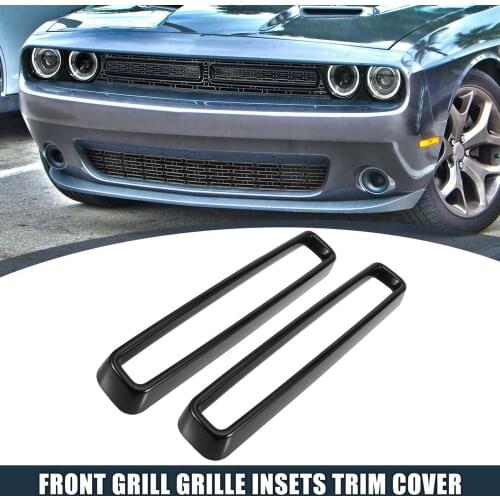 2pcs Black Front Grill Grille Inserts Cover Trim for Dodge Challenger 2015-2020