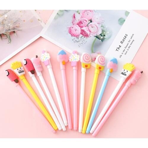 24 Pcs Creative Cute Food Gel Cartoon Personality Student Fun Stationery 0.5mm Black Kawaii Stationery Canetas Criativas