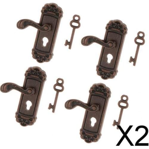 2x4 Pieces 1/12 Dollhouse Miniature Vintage Door Locks Keys - Left Handle