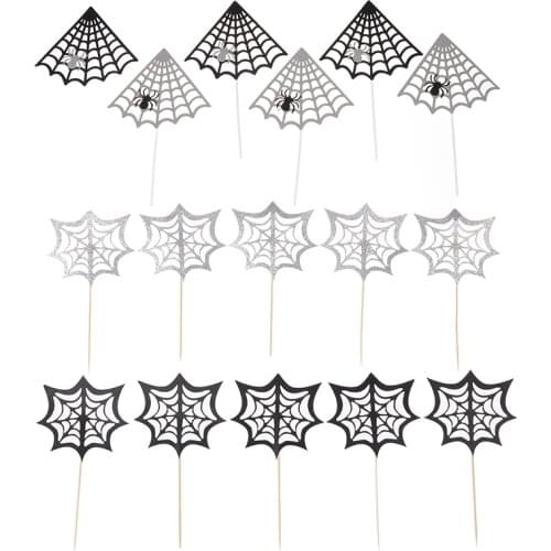 3/5pcs Halloween baking cake topper decoration spider web plug-in party cake decorating tools