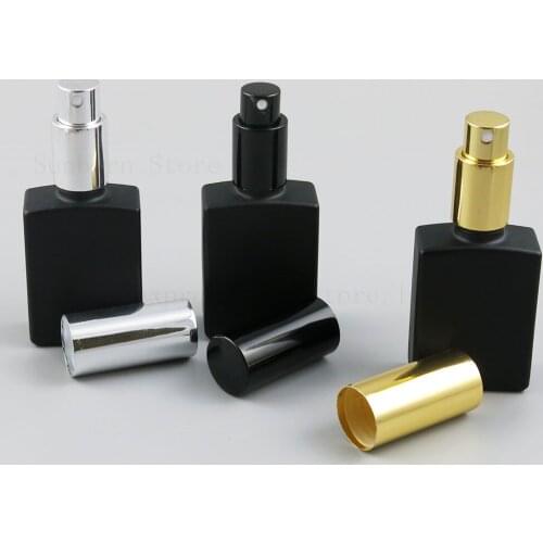 30ml Square Glass Bottle Refillable e Liquid essential oil Perfume Press Mist Sprayer Bottle Container White Black 20pcs