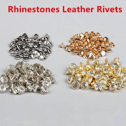 50sets 6mm 7mm 8mm 9mm Double Caps Metal Studs Spikes Decoration Brass Rhinestones Leather Rivets For Clothes Shoes DIY Crafts