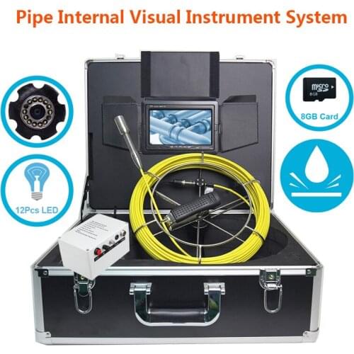 7Inch LCD Display Pipe Internal Visual Instrument System With DVR Function IP68 Waterproof 23MM Industry Endoscope 20M Cable