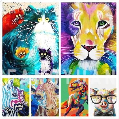 Cartoon Animals Diamond Painting 5D Rhinestone Embroidery Full Square Round Mosaic Pictures Kids Room Decoration Wall Poster