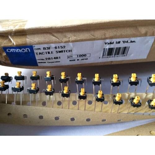B3F-6152 Omron Japan 6*6*7.3 Square head touch Key switch Micro motion Straight plug 2 feet
