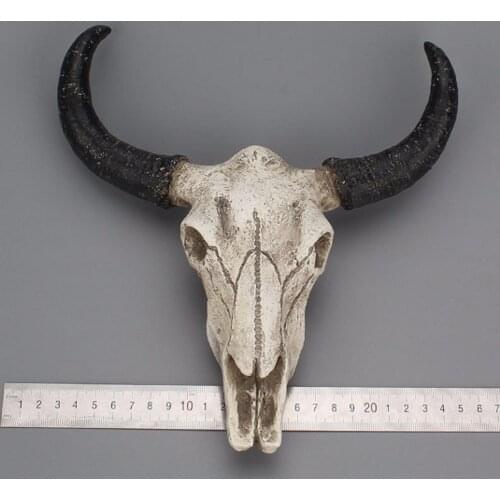Ox horn OX skull Bull skull skeleton wall hanging decoration Halloween gift decoration resin craft gift wired Longhorn Cow head
