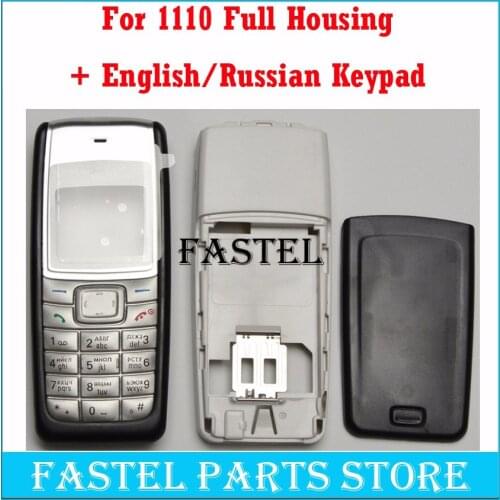 HKFASTEL New High Quality Cover For Nokia 1110 1112 Full Complete Mobile Phone Housing Cover Case English/Russian/Arabic Keypad