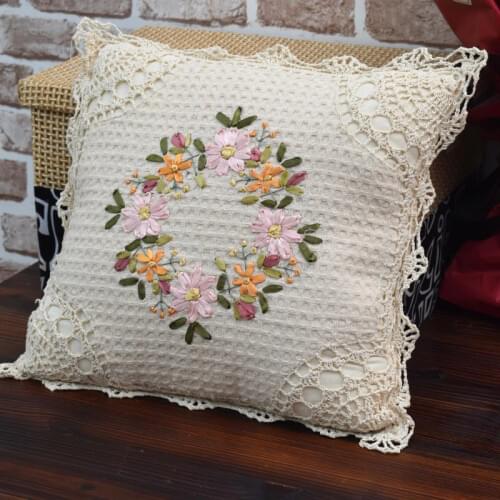 European Pastoral Floral Cushion cotton white lace chair sofa cushion modern home decor Rectangle pillow drop shipping