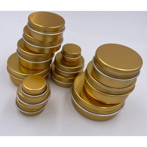 5g 10g 15g 20g 30g 50g 60g Cosmetic Aluminum Jars Gold Personal Care Cream Mask Candle Packaging Metal Cream Containers Tin Can