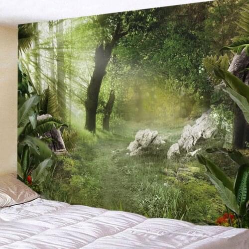 Tapestry Wall Hanging Bed Spread Beach Towel Table Cloth Home Decoration Natural Forest Design Rectangle 150cmx130cm