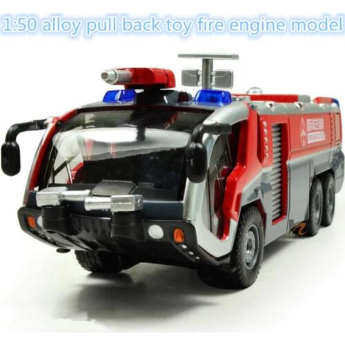 Hot sale car toy model ! 1:50 alloy pull back Sound and light toy fire engine model, Free shipping, Baby educational toys