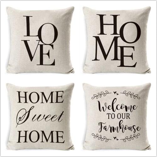 GY0583 Home Love Pattern Cushion Case (No Filling) 1PC Polyester Home Decor Bedroom Decorative Sofa Car Throw Pillows