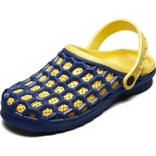 JARYCORN summer new hole shoes mens breathable non-slip soft bottom slippers casual beach mens sandals Half slipper