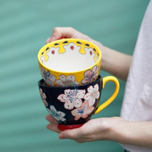 400ml Hand Painted Ceramic Mug With Handle Tea Cup Water Cup Household Cup Breakfast Cup