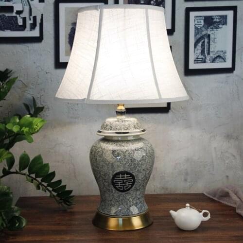 China Antique Living Room Vintage Table Lamp Porcelain Ceramic Table Lamp wedding decoration custom table lamp blue and white