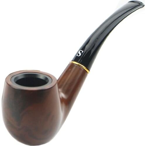 YYSD Traditional Style Ebony Plastic Handmade Tobacco Smoking Pipe Bent Round