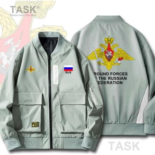 Bomber Military Biker Jacket Army Russian Federation Russia RUS RU Casual Streetwear Slim Fit Pilot Coat Men Harajuku Jackets