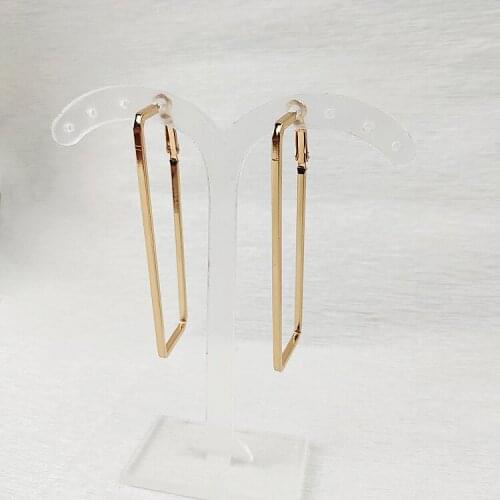 HotSale Good Quality Hoop Earring Shape Charming Retro Popular Exaggerated Trendy Rectangle Irregular Gift Hip-Hop Long Gold 012