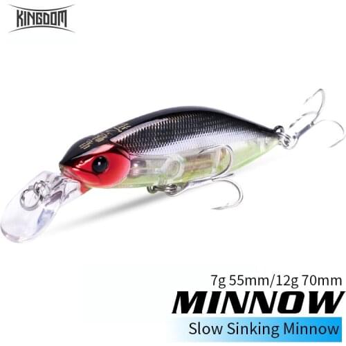 KINGDOM Slow Sinking Minnow 7g 55mm 12g 70mm Swimbaits Swing Hard Baits Wobblers Fishing Tackle Pesca Bass Fishing Mini Minnow