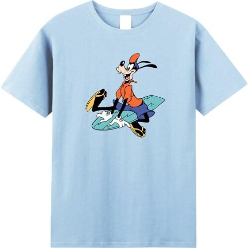 Fashion Simple Disney Mens T-Shirt Funny Surf Goofy Men T-Shirts Summer Vintage Creative T Shirts Crewneck Comfy Male Tops Tees