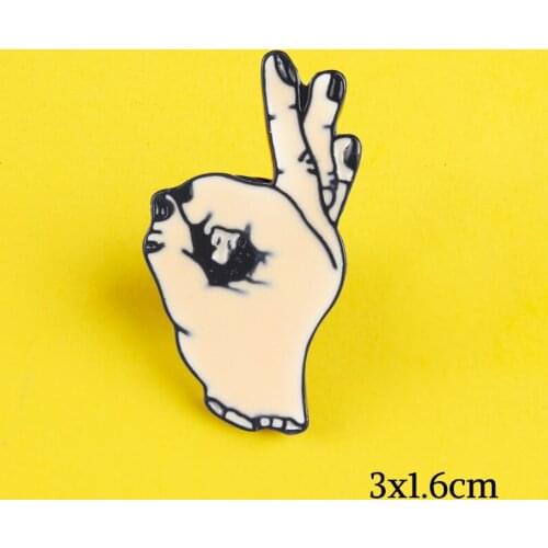 Cartoon OK Gesture Brooch Anime Badges Pin Brooches For Wome Men Accessories Enamel Jackets Pins Fashion Jewelry Kid Gift