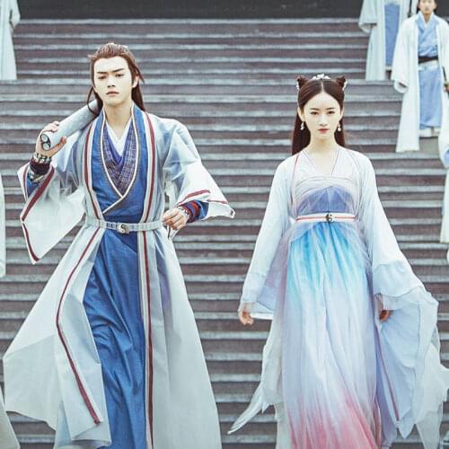 Male Female Lovers' Costume Hanfu Set for TV Play There was A LingJian Mountain Swordman Fairy Cosplay Costume Hanfu Immortal