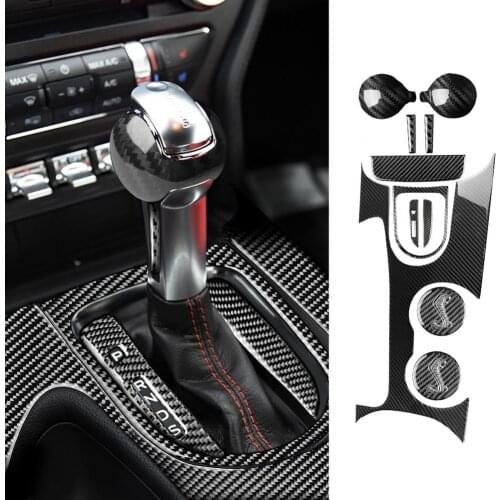 8Pcs/Set Gear Shift Panel Sticker Cover Carbon Fiber Car Trim for Ford Mustang 15-20 Left Drive