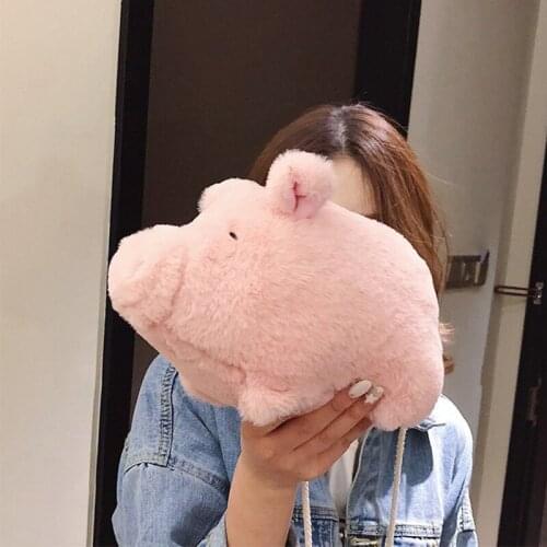 Faux Fur Shoulder Bag for Women Fashion Lady Plush Crossbody Bag Solid Color Winter Party Purse Bag MD0282