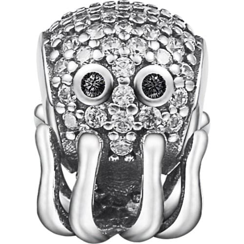New Fashion Fits for Pandora Charms Bracelets on Hand Octopus Beads CZ 100% 925 Sterling Silver Jewelry for Women Free Shipping