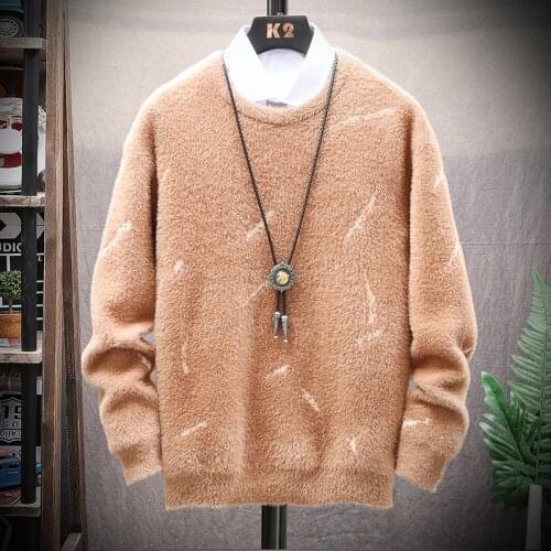 2021 new winter mens top quality fashion mens pullover long-sleeved round neck mens thick warm cashmere sweater for men