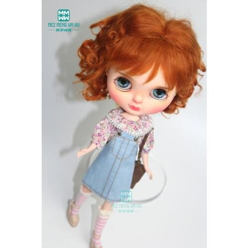 1PCS Blyth Doll Clothes fashion T-shirt, denim strap dress for Blyth , Azone, 1/6 doll accessories