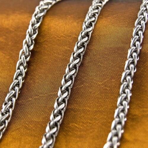 Simsimi stainless steel braid wheat chain Sell in meter 4/5/6mm thin cable fashion necklace woman DIY wholesale necklace