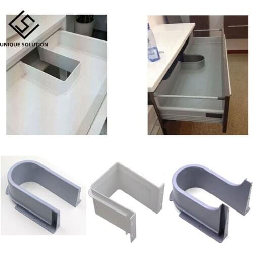 Plastic U Shape Sink Drawer Kitchen Bath Furniture Cabinet Recessed U under Sink Drainage Grommet