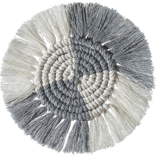 Macrame Cup Coasters, Nordic Style Insulated Woven Drinks Coffee Mug Coasters Absorbent Hot Pads