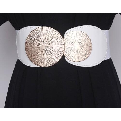 2021 Red White Red Pu Waist Belt Simple Design All Match Dress Belt Accessories High Elastic Wide Corset Belt Female Cinturon